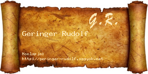 Geringer Rudolf névjegykártya
